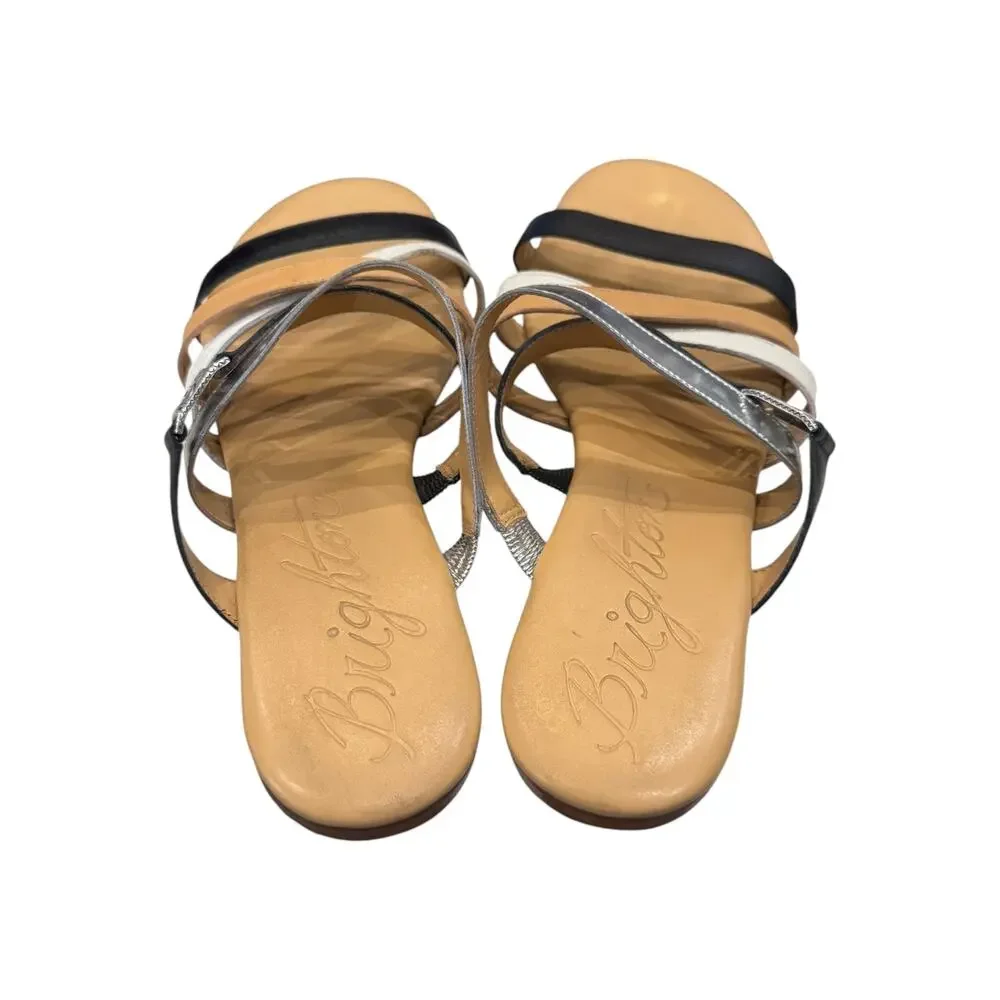 Brighton Capri Multicolor Leather Strappy Slide Sandals Black Tan Silver 9M